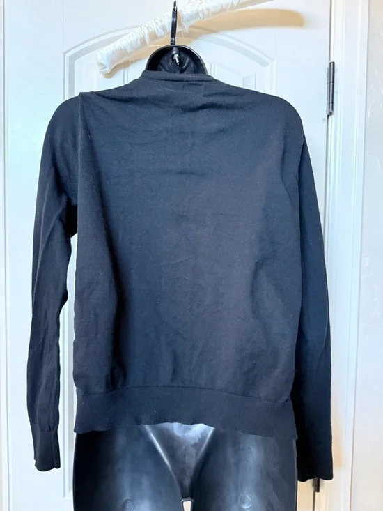 J Crew factory Classic Black Button-Up Cardigan Sz L - Picture 4 of 9